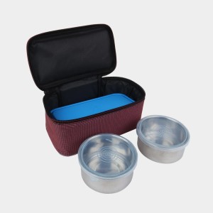 Steel Lunch Box, 3 Containers and 1 Bag, Plastic and Steel, Big Container: 1.9 X 4 X 7.9 in, Small Container: 4 X 2 in, 2 Steel Containers, 1Plastic Container, 1Bag Steel Lunch Box, 3 Containers and 1 Bag, Plastic and Steel, Big Container: 1.9 X 4 X 7.9 in, Small Container: 4 X 2 in, 2 Steel Containers, 1Plastic Container, 1Bag