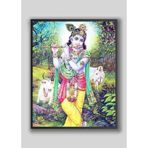 Hi Tech Sales Sri Krishna wood laminater Photo for wall hanging/gift/temple/puja room/home decor