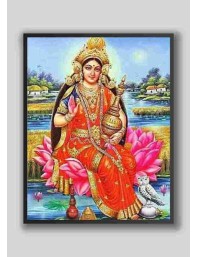 Divine Maa Laxmi Photo with Elegant Wood Lamination – Blessings for Your Home (12 x 15 inch, Colour)