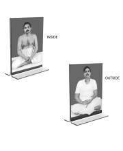 Sri Sri Thakur Anukul chandra & Sri Baroda Acrylic T-Style Photo Stand - 11x13 Inches, Compact and Stylish Spiritual Display, easily change 2 photos (Pack of 1)