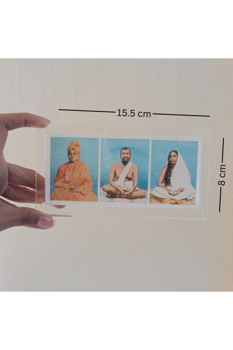 Hitech Sales Swami Vivekananda and Ramakrishna Paramahansa and Sarada maa photo, Three pictures in one Frame, Acrylic photo frame for Table, living room, gifts (6 x 3 inch)