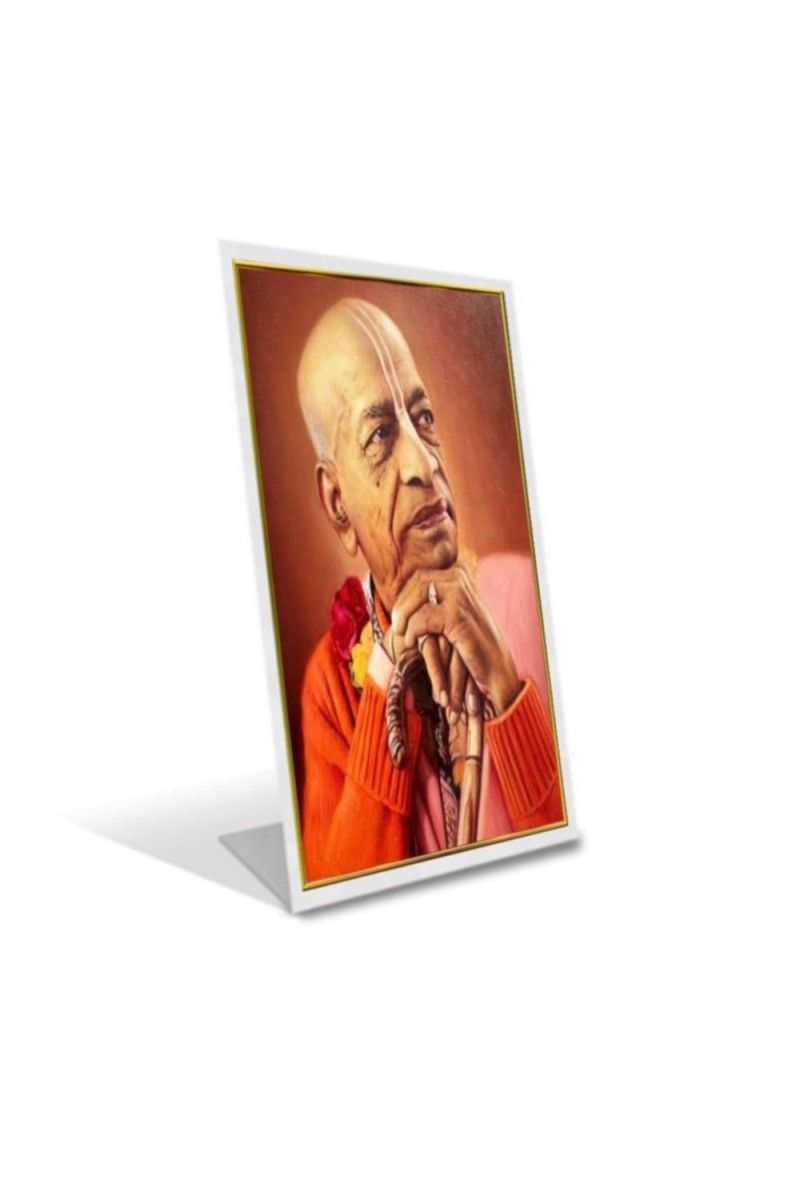 Car Desk/Table Top Bhaktivedanta Swami Prabhupada Acrylic L-Style Photo Stand - 2.5x3.5 Inches, Compact And Stylish Spiritual Display (F6696)
