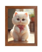 AI Funny Cute Cat Art Picture for Kids - 14x18 inches, Brown Color - Perfect Wall Decor for Children's Room
