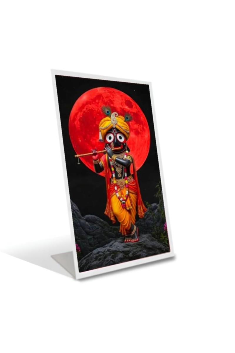 Car Desk/Table Top Jai Jagannath Acrylic L-Style Photo Stand - 2.5x3.5 Inches, Compact And Stylish Spiritual Display (F6658)