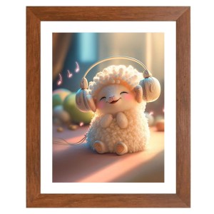 AI Funny cute sheep Art Picture for Kids - 10x14 inches, Brown Color - Perfect Wall Decor for Children's Room
