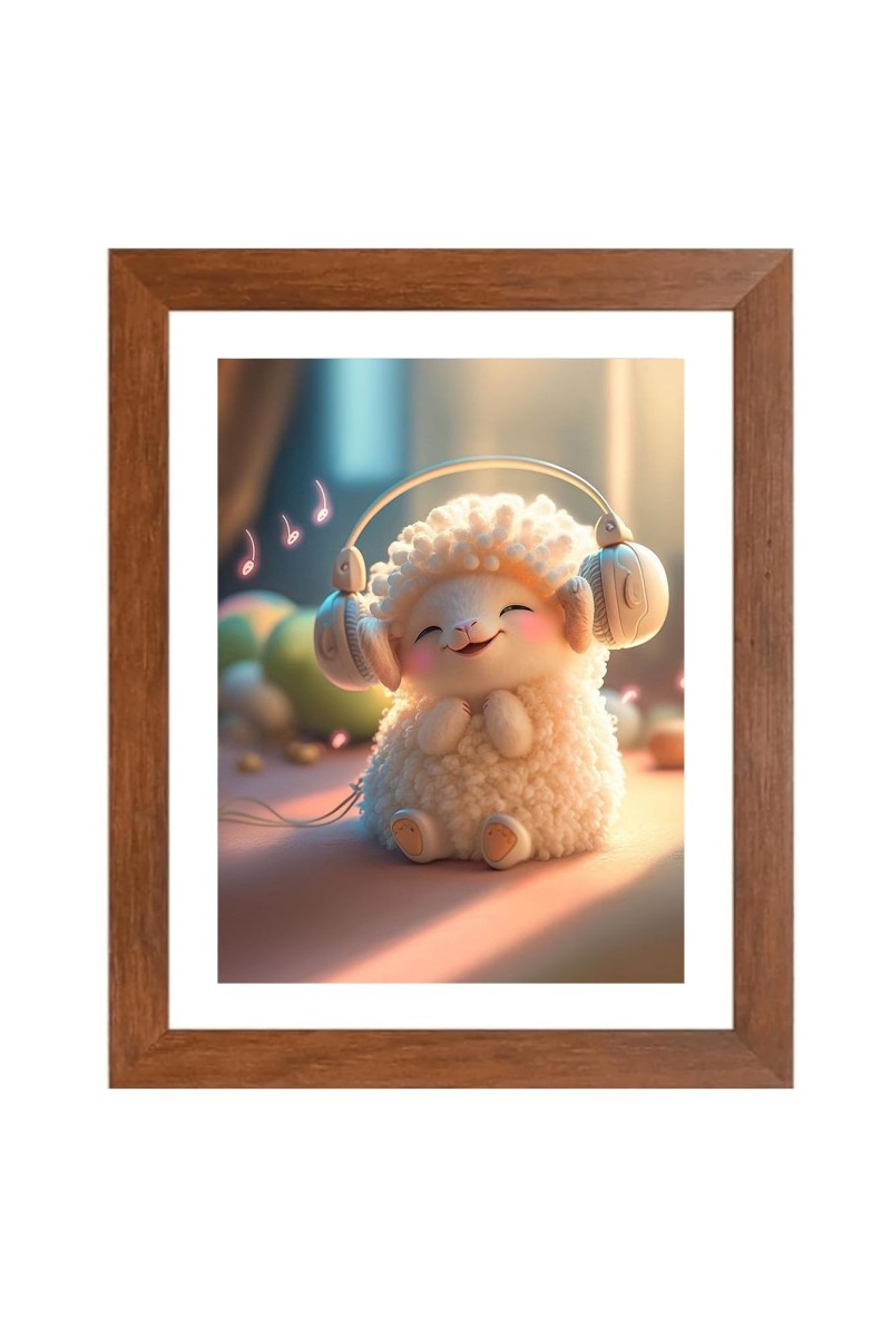 AI Funny cute sheep Art Picture for Kids - 10x14 inches, Brown Color - Perfect Wall Decor for Children's Room