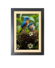 A couple of birds are sitting in a nest Black Photo Frame Funny Animal and Bird Cartoon Art A couple of birds are sitting in a nest Black Photo Frame Funny Animal and Bird Cartoon Art
