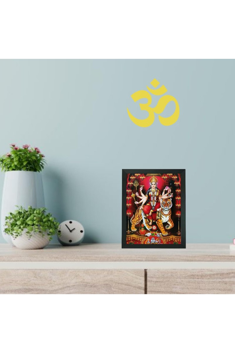 Hitech Sales Goddess Durga Mata Polystyrene Photo Frame for Pooja Room, Temple Decor, Home Decoration and Gifting (Wall and Tabletop, Rectangular, Printed Photo, 7.12 x 9.12 inches Frame, Black)