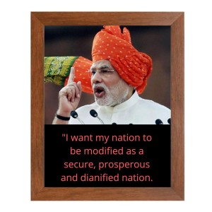 Narendra Modi & His Famous Quote Photo Frame - Brown Frame, Perfect for Office & Wall Decoration, Ideal Gift
