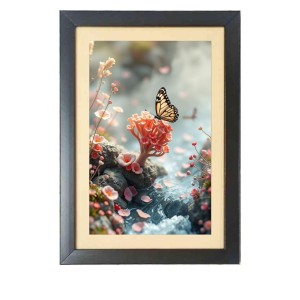 The beautiful butterfly Photo Frame Funny Animal and Bird Cartoon Art, Black color, 19x23 Inch
