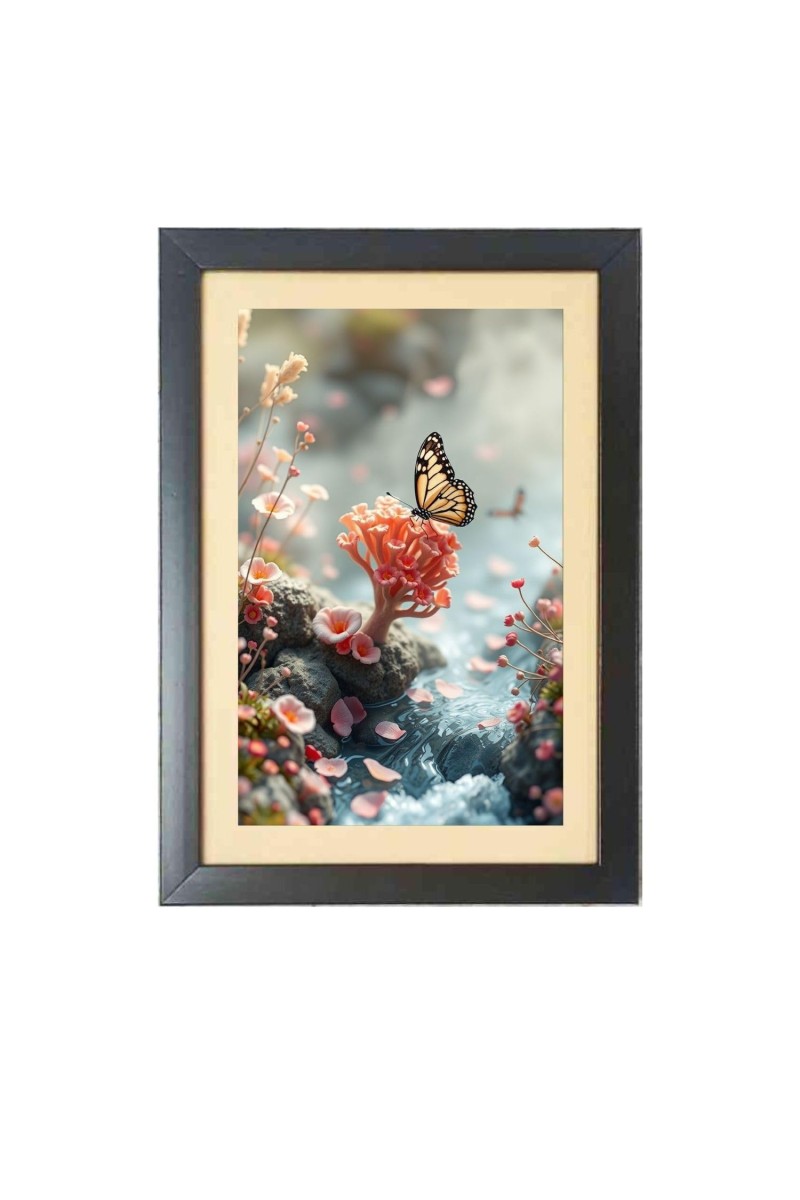 The beautiful butterfly Photo Frame Funny Animal and Bird Cartoon Art, Black color, 11x15 Inch