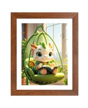 AI Funny Cute Cartoon Art Picture for Kids - 12x16 inches, Brown Color - Perfect Wall Decor for Children's Room