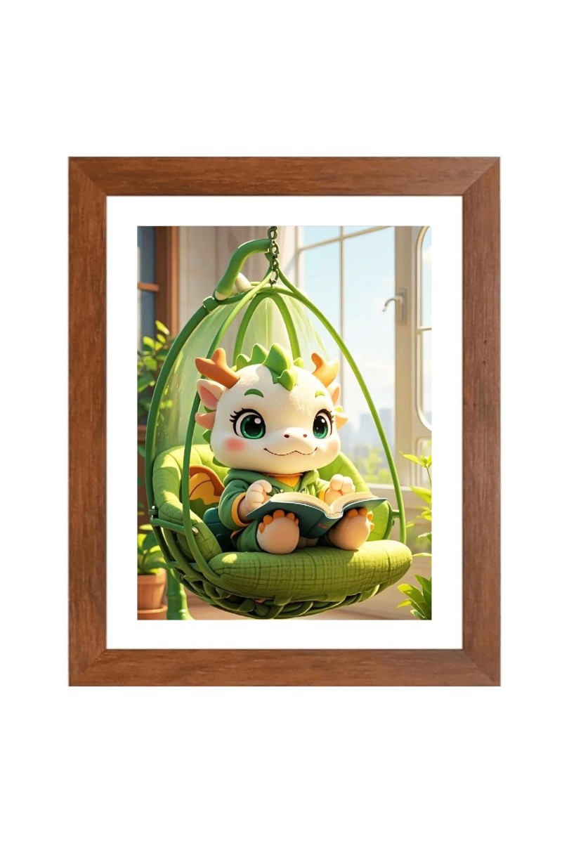 AI Funny Cute Cartoon Art Picture for Kids - 14x18 inches, Brown Color - Perfect Wall Decor for Children's Room