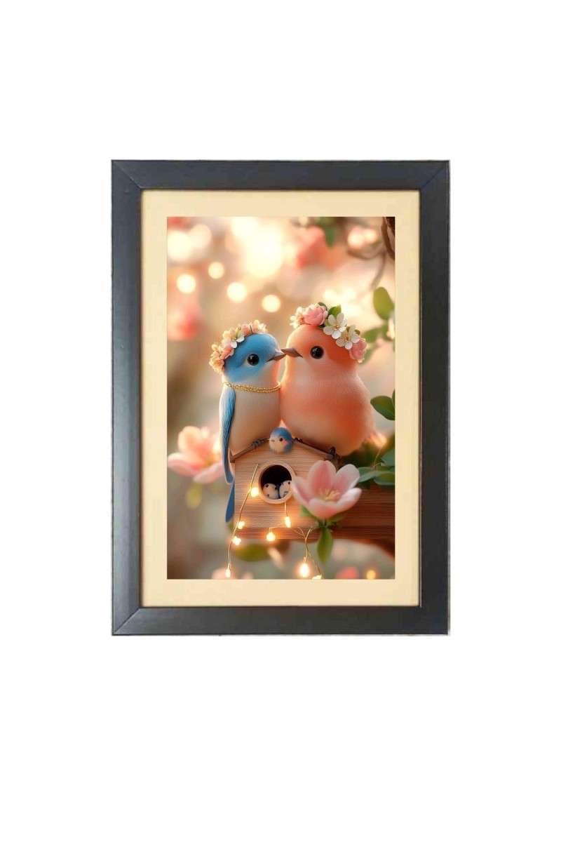 The bird couples Black Photo Frame Funny Animal and Bird Cartoon Art
