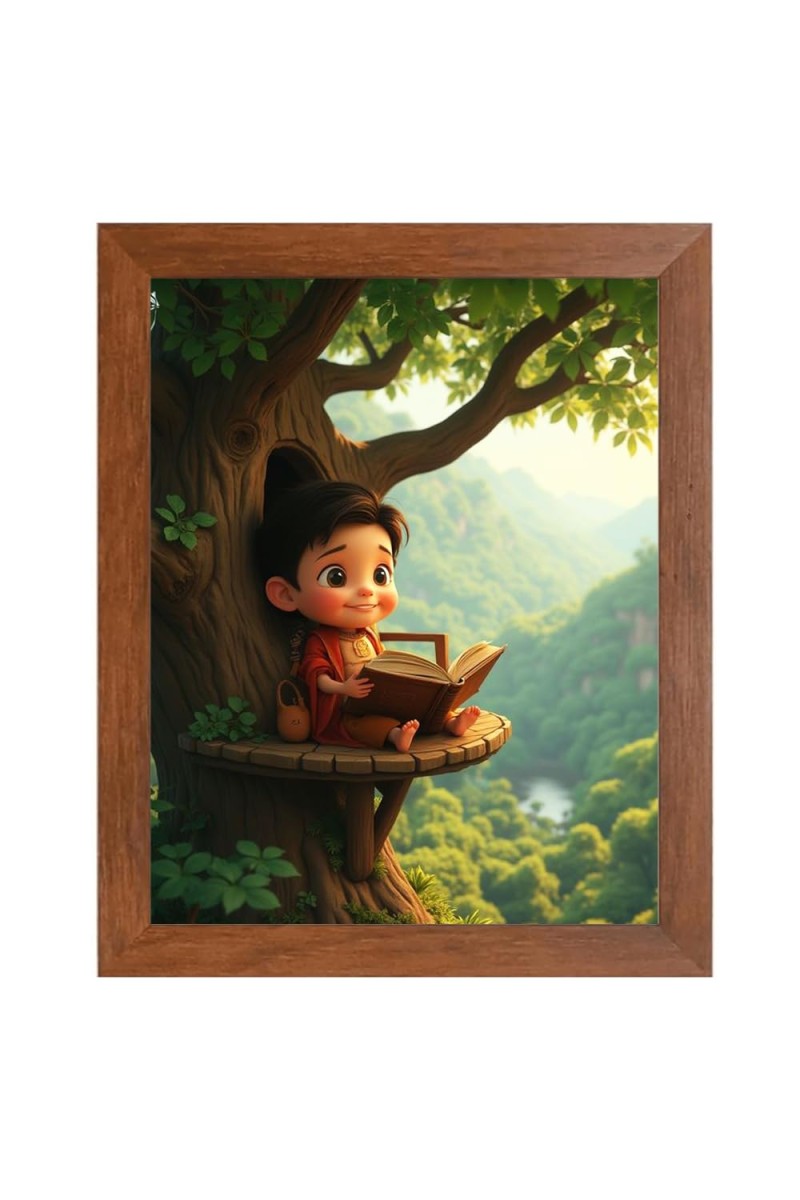 AI Funny Cut Boy Art Picture for Kids - 10x14 inches, Brown Color - Perfect Wall Decor for Children's Room