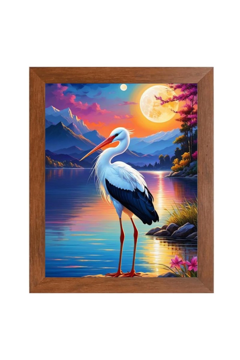 AI Funny Stork Art Picture for Kids - 10x14 inches, Brown Color - Perfect Wall Decor for Children's Room