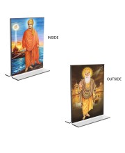 Swami Vivekananda & Guru Nanak Acrylic T-Style Photo Stand - 11x13 Inches, Compact and Stylish Spiritual Display, easily change 2 photos (Pack of 1)