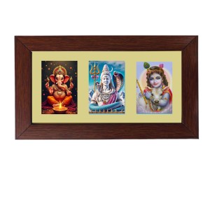Sri Ganesh, Sri Lord Shiva and Sri Krishna Color Photo Frame - 5x7 Inch, Elegant Religious Home & Temple Decor Sri Ganesh, Sri Lord Shiva and Sri Krishna Color Photo Frame - 5x7 Inch, Elegant Religious Home & Temple Decor