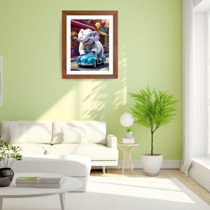 AI Funny Elephant Art Picture for Kids - 14x18 inches, Brown Color - Perfect Wall Decor for Children's Room