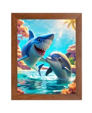 AI Funny Dolphin Fish Art Picture for Kids - 14x18 inches, Brown Color - Perfect Wall Decor for Children's Room AI Funny Dolphin Fish Art Picture for Kids - 14x18 inches, Brown Color - Perfect Wall Decor for Children's Room