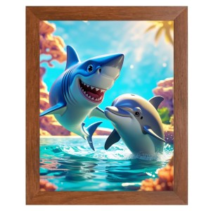AI Funny Dolphin Fish Art Picture for Kids - 10x14 inches, Brown Color - Perfect Wall Decor for Children's Room AI Funny Dolphin Fish Art Picture for Kids - 10x14 inches, Brown Color - Perfect Wall Decor for Children's Room