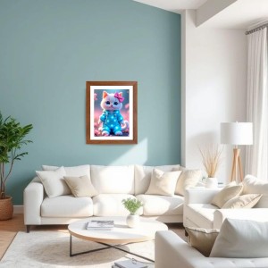 AI Funny Cute Kitty Cat Art Picture for Kids - 10x14 inches, Brown Color - Perfect Wall Decor for Children's Room