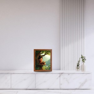 AI Funny Cut Boy Art Picture for Kids - 10x14 inches, Brown Color - Perfect Wall Decor for Children's Room