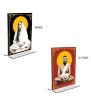 Sri Ramakrishna Paramhansa & Sarada Debi Acrylic T-Style Photo Stand - 7x9 Inches, Compact and Stylish Spiritual Display, easily change 2 photos (Pack of 1)