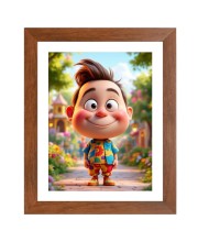 AI Funny Cute Boy Art Picture for Kids - 10x14 inches, Brown Color - Perfect Wall Decor for Children's Room AI Funny Cute Boy Art Picture for Kids - 10x14 inches, Brown Color - Perfect Wall Decor for Children's Room
