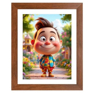 AI Funny Cute Boy Art Picture for Kids - 10x14 inches, Brown Color - Perfect Wall Decor for Children's Room