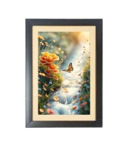 The beautiful butterfly is flying Black Photo Frame Funny Animal and Bird Cartoon Art