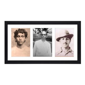 Biplabi Khudiram Bose, Master Da Surya Sen and Sahid Bhagat Singh three black and white Photos in One Frame | (Wall and Tabletop, Printed Photo, 8 x 14 inches Frame, Black) Biplabi Khudiram Bose, Master Da Surya Sen and Sahid Bhagat Singh three black and white Photos in One Frame | (Wall and Tabletop, Printed Photo, 8 x 14 inches Frame, Black)