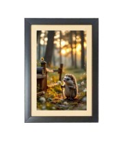Adorable Hedgehog Holding a flower Black Photo Frame Funny Animal and Bird Cartoon Art Adorable Hedgehog Holding a flower Black Photo Frame Funny Animal and Bird Cartoon Art