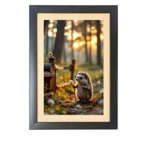 Adorable Hedgehog Holding a flower Photo Frame Funny Animal and Bird Cartoon Art, Black color, 17x21 Inch Adorable Hedgehog Holding a flower Photo Frame Funny Animal and Bird Cartoon Art, Black color, 17x21 Inch