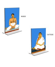 Anukul Chandra Thakur & Jagajanani Sree Sree Barama Acrylic T-Style Photo Stand - 11x13 Inches, Compact and Stylish Spiritual Display, easily change 2 photos (Pack of 1)