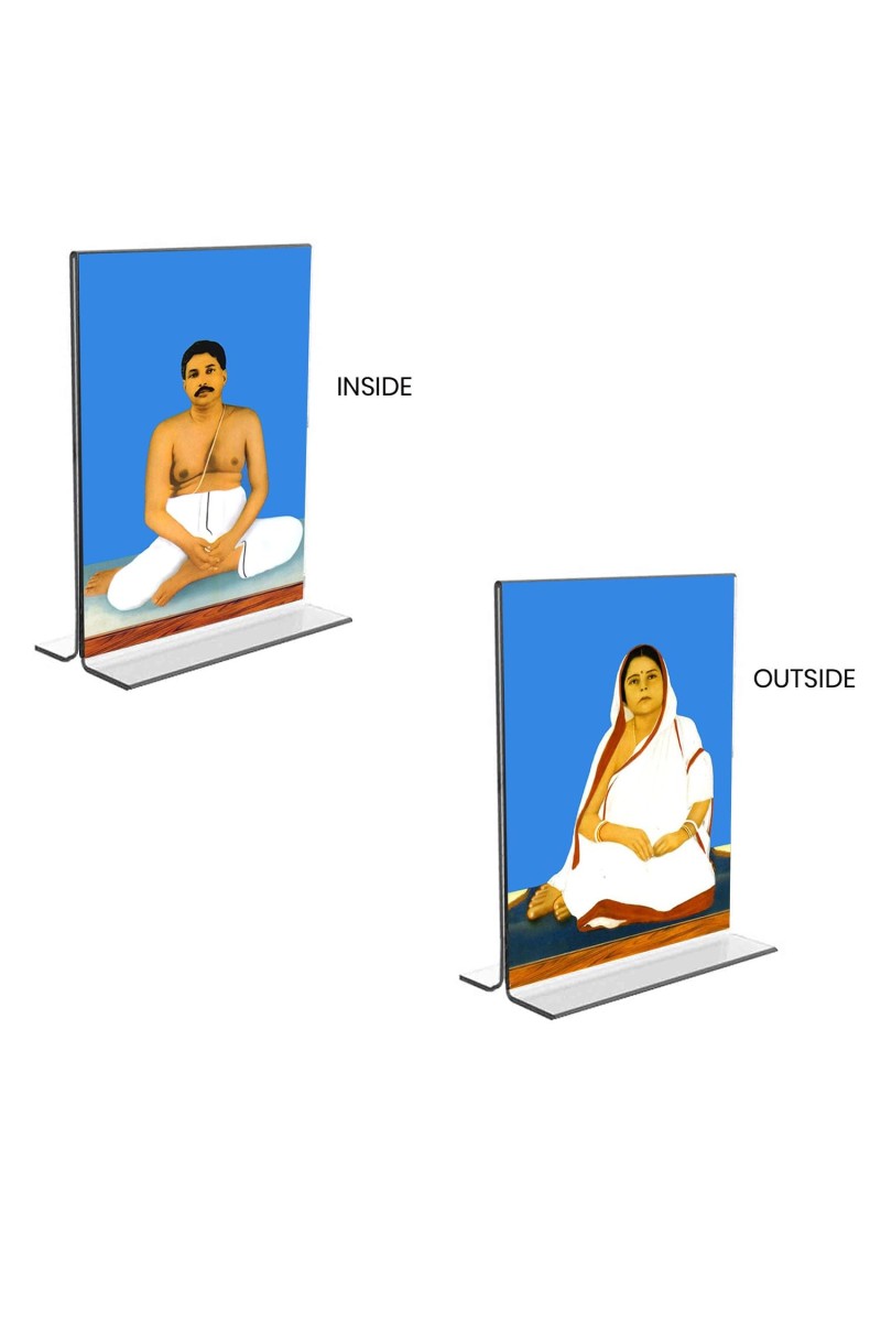 Anukul Chandra Thakur & Jagajanani Sree Sree Barama Acrylic T-Style Photo Stand - 9x11 Inches, Compact and Stylish Spiritual Display, easily change 2 photos (Pack of 1)