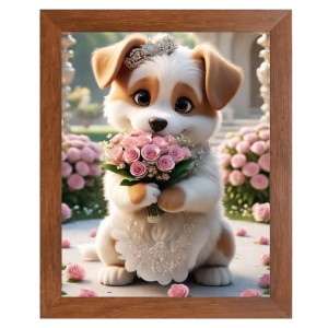 AI Funny Cute Dog Art Picture for Kids - 10x14 inches, Brown Color - Perfect Wall Decor for Children's Room