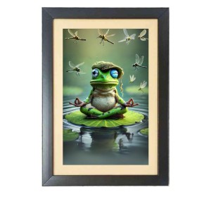 The funny frog is meditating Photo Frame Funny Animal and Bird Cartoon Art, Black color, 17x21 Inch The funny frog is meditating Photo Frame Funny Animal and Bird Cartoon Art, Black color, 17x21 Inch