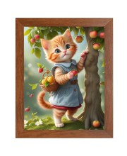 AI Funny Cute Kitty Cat Art Picture for Kids - 10x14 inches, Brown Color - Perfect Wall Decor for Children's Room