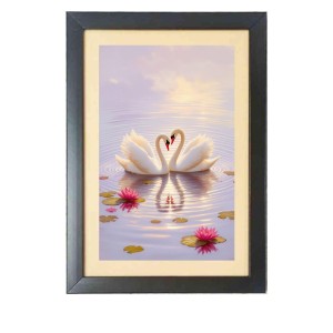 Two lovely swans in the lake Black Photo Frame Funny Animal and Bird Cartoon Art Two lovely swans in the lake Black Photo Frame Funny Animal and Bird Cartoon Art