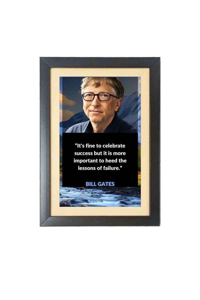 Mr. Bill Gates & His Famous Quote Black Photo Frame, 11x15 Inches, Perfect for Office & Wall Decoration, Ideal Gift