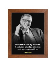Bill Gates & His Famous Quote Photo Frame - Brown Frame, Perfect for Office & Wall Decoration, Ideal Gift