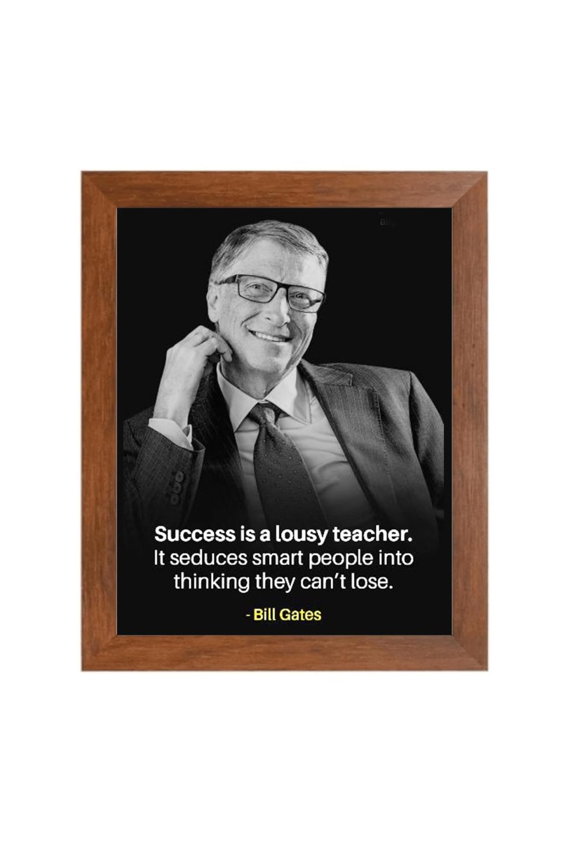Bill Gates & Famous Quote Brown Frame, 18x22InchesInspirational Wall Art for Office, Home DecorIdeal Spiritual Gift