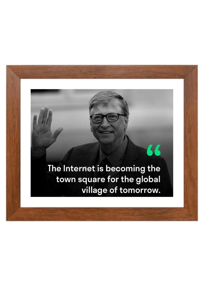 Bill Gates & His Famous Quote Photo Frame - Brown Frame, Perfect for Office & Wall Decoration, Ideal Gift