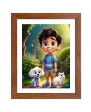 AI Funny Boy With Cute Dog Art Picture for Kids - 10x14 inches, Brown Color - Perfect Wall Decor for Children's Room AI Funny Boy With Cute Dog Art Picture for Kids - 10x14 inches, Brown Color - Perfect Wall Decor for Children's Room