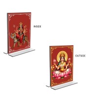 Debi Lakshmi & Debi Durga Acrylic T-Style Photo Stand - 11x13 Inches, Compact and Stylish Spiritual Display, easily change 2 photos (Pack of 1)