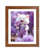 AI Funny Cute Cat Art Picture for Kids - 10x14 inches, Brown Color - Perfect Wall Decor for Children's Room