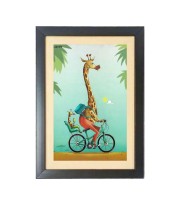 The cartoon animal is riding a bicycle Black Photo Frame Funny Animal and Bird Cartoon Art