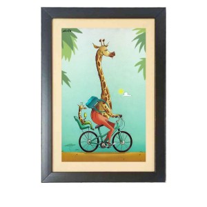 The cartoon animal is riding a bicycle Black Photo Frame Funny Animal and Bird Cartoon Art The cartoon animal is riding a bicycle Black Photo Frame Funny Animal and Bird Cartoon Art