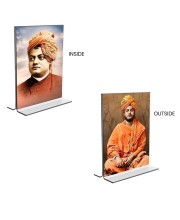 Swami Vivekananda Acrylic T-Style Photo Stand - 11x13 Inches, Compact and Stylish Spiritual Display, easily change 2 photos (Pack of 1)